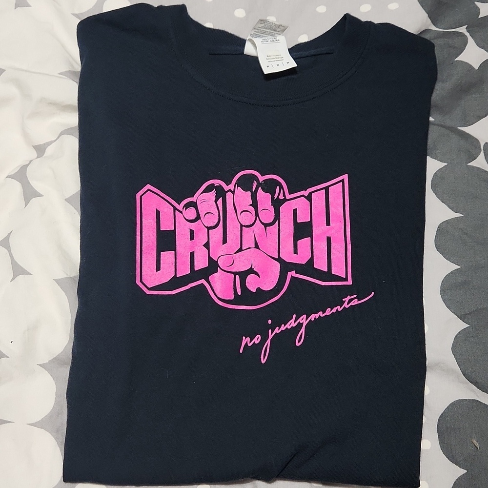 Gildan Crunch No Judgement Ladies Dark Blue/:pink T- Shirt - Picture 3 of 5